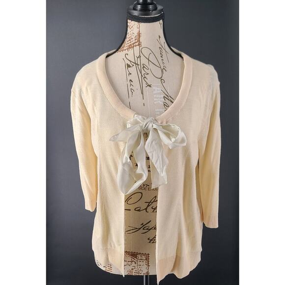 DKNY Silk women's open cardigan Ivory Size M/L chic Jackie O vibes polished look - Picture 1 of 8